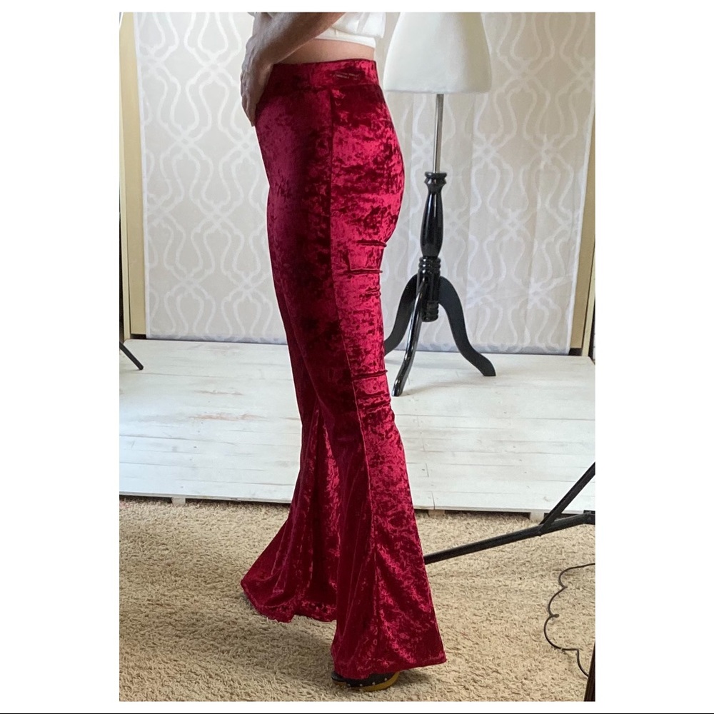 *LAST ONE* Jimi Hendrix Red Velvet Flare Pants - Picture 5 of 8